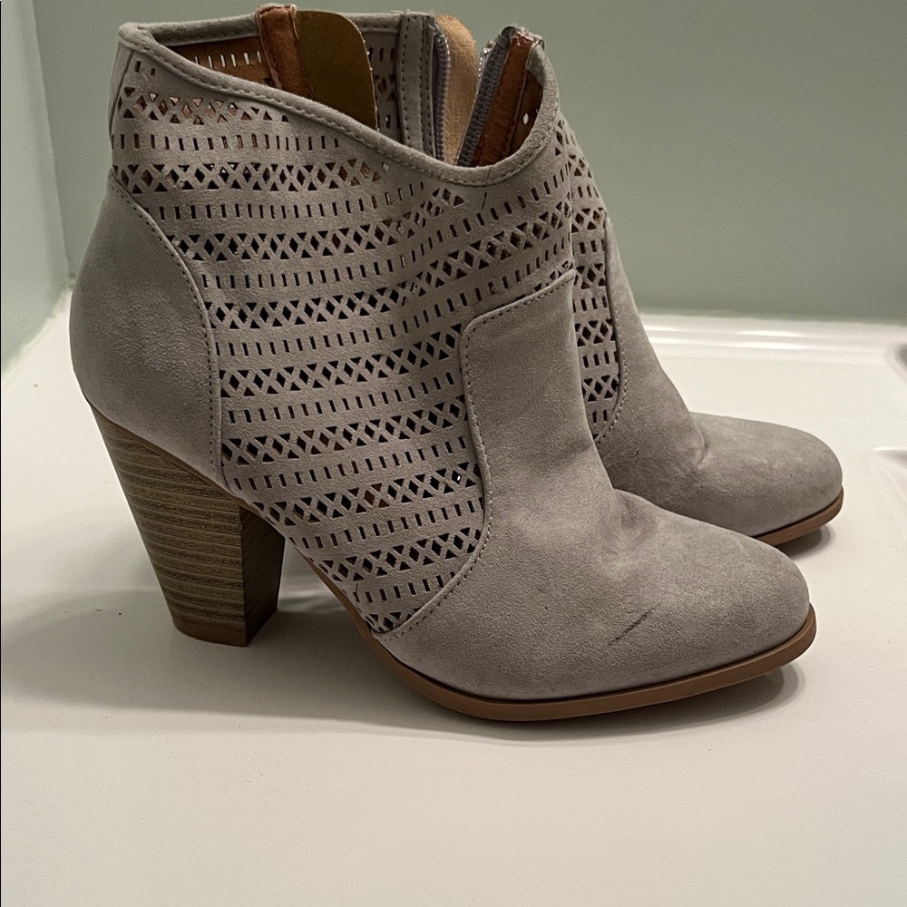 Gray Suede Ankle Boots